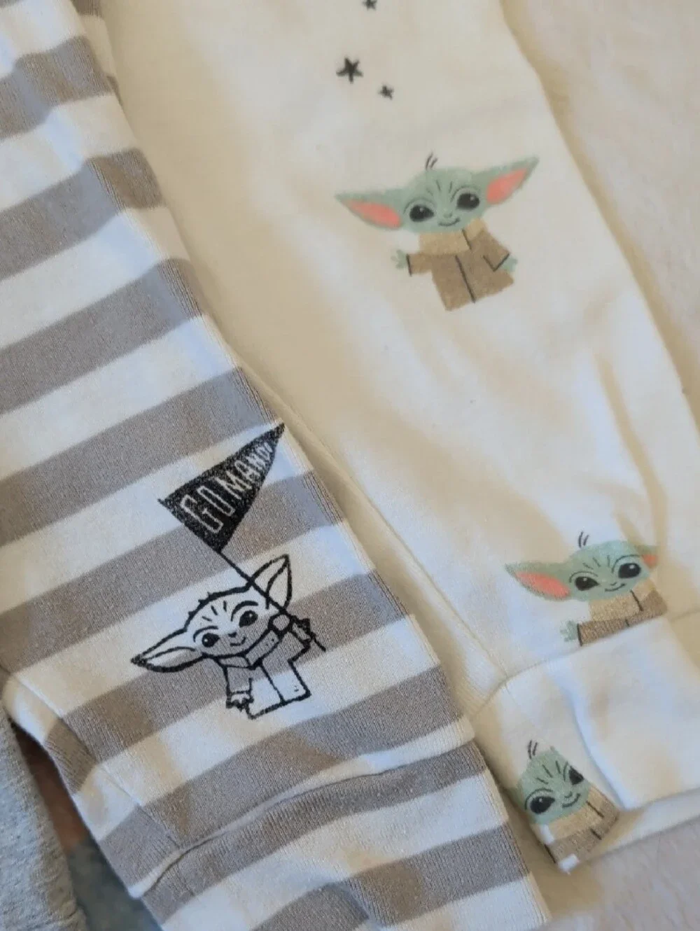 Baby Gap Jogger Pants Trio - Gray, Stripe & Cream Baby Yoda